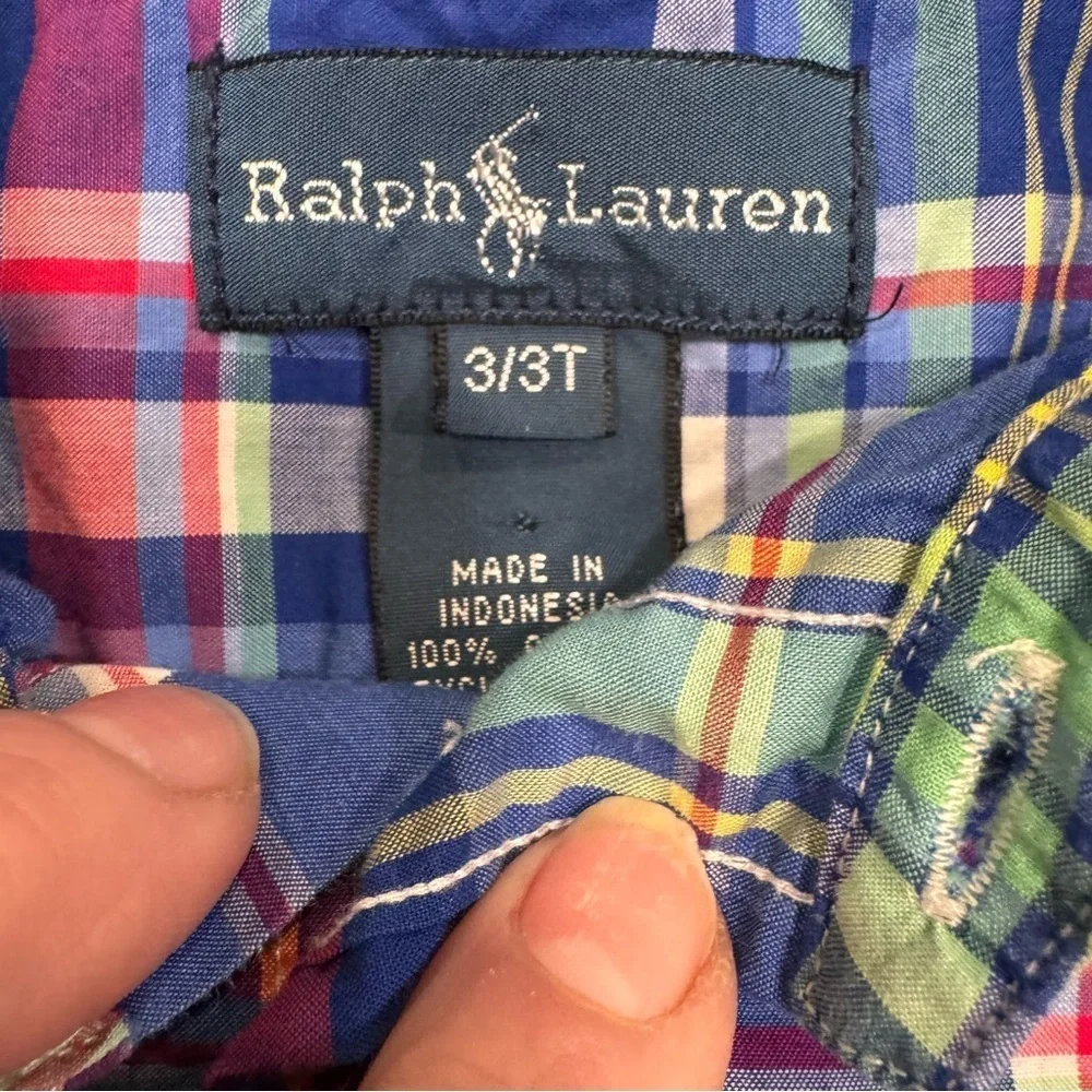 Ralph Lauren LOT Of 2 Boys Button Down Shirts Sz 3T 1 Short Sleeve 1 Long Sleeve